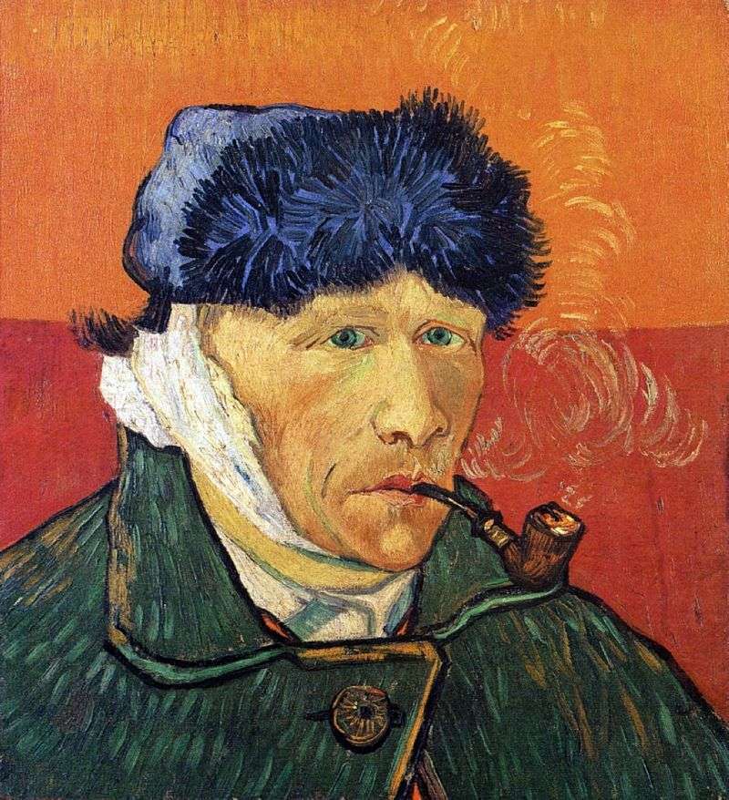 Self Portrait with cut ear and a tube by of Vincent of Van Gogh