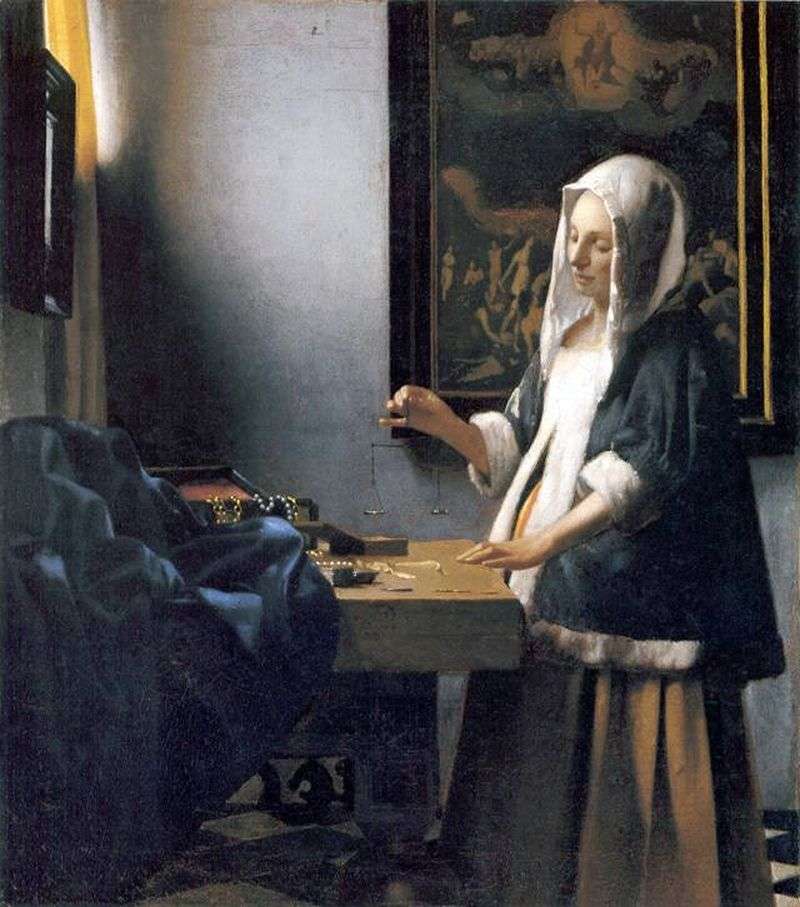 Woman Holding a Balance by Johannes Vermeer