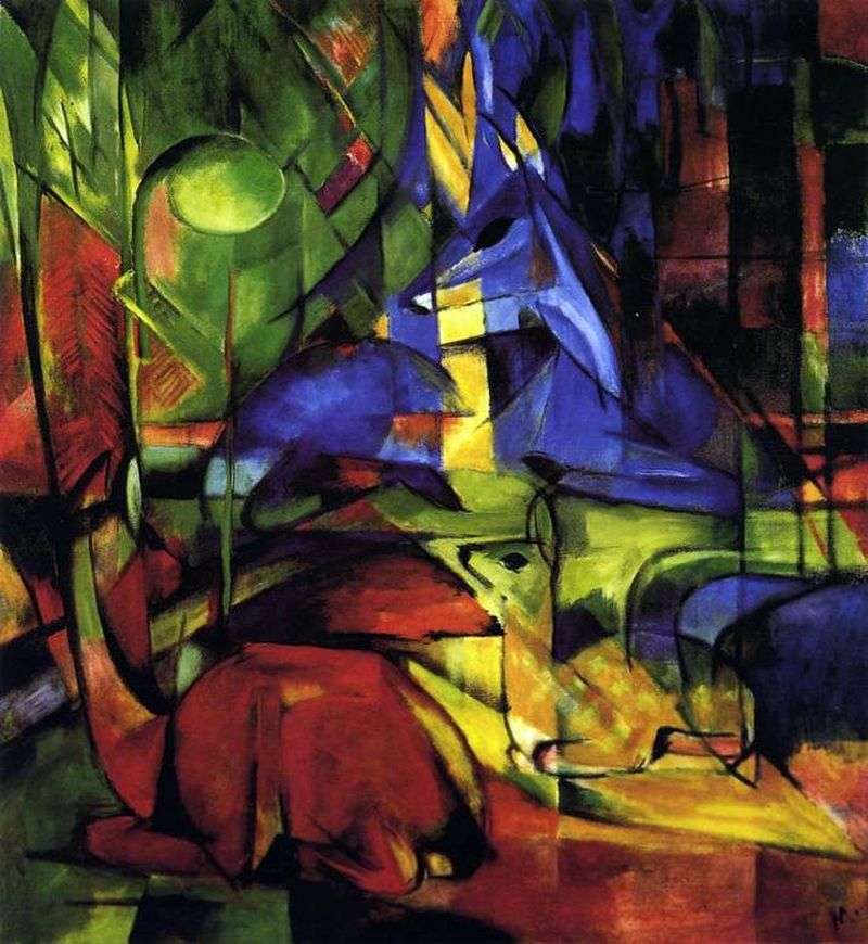 Deer In The Forest by Franz Marc