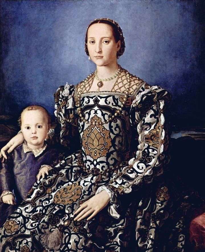 Portrait of Eleanor of Toledo with his son Giovanni Medici by Agnolo Bronzino