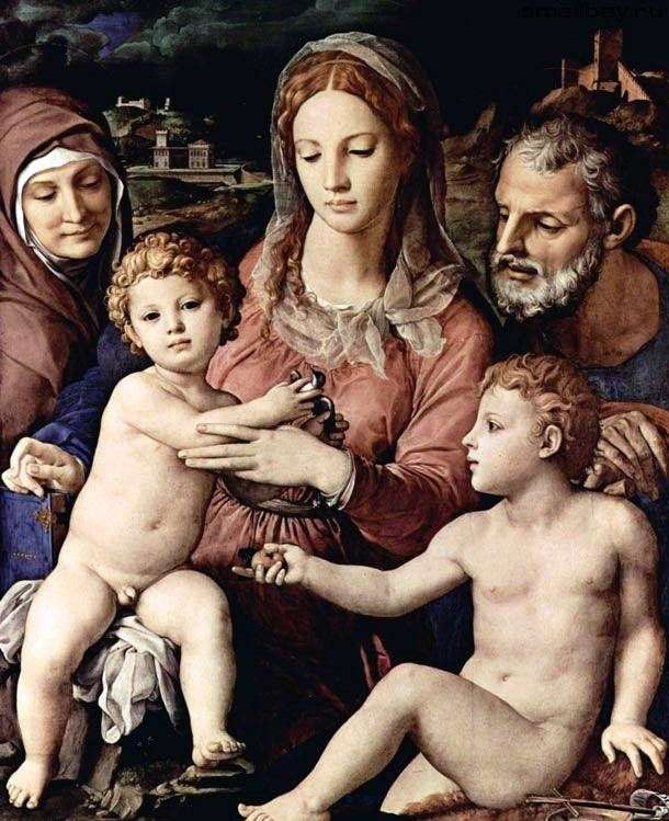 Holy Family with Saint Anne and John the Baptist by Agnolo Bronzino