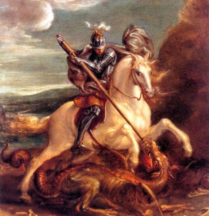 St. George strikes the dragon by Hans von Aachen