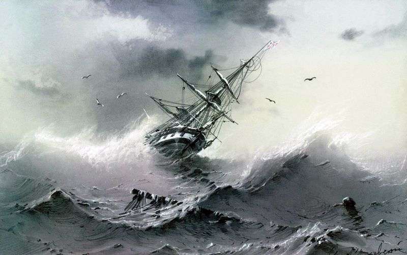 Sinking ship by Ivan Aivazovsky