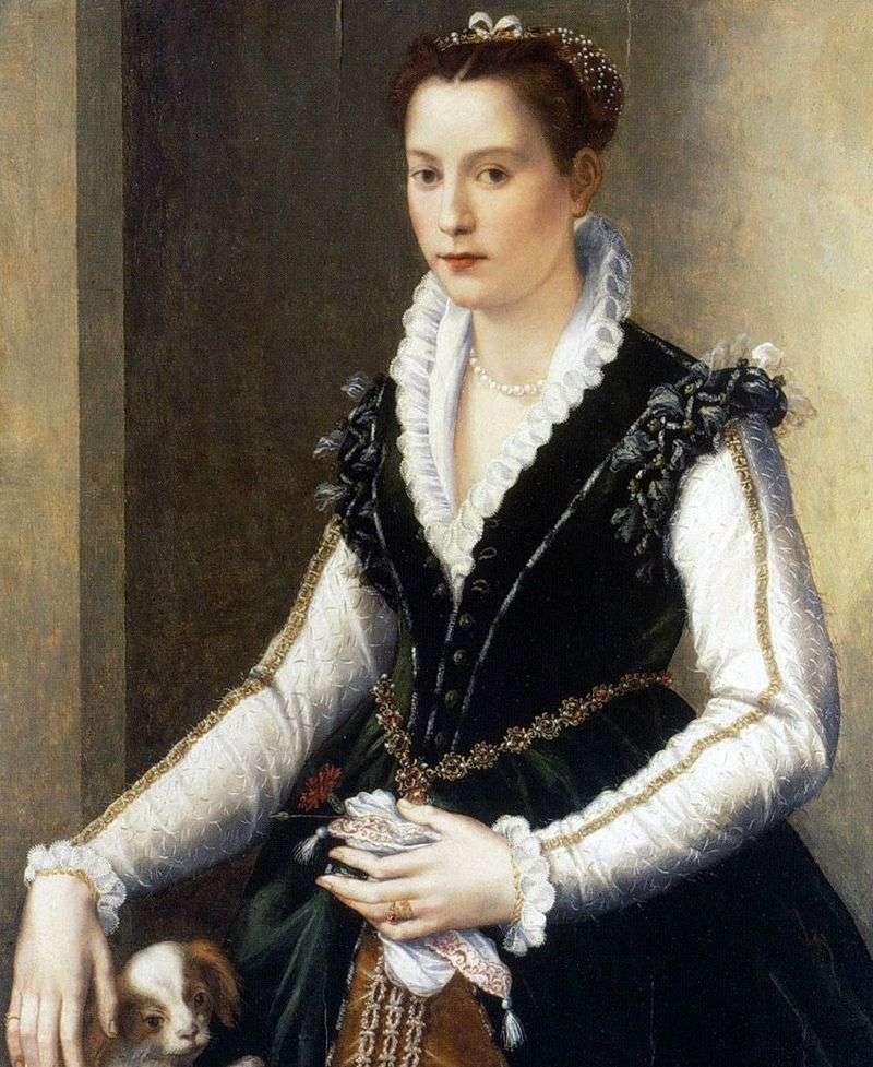 Isabella Medici with a dog by Alessandro Allori