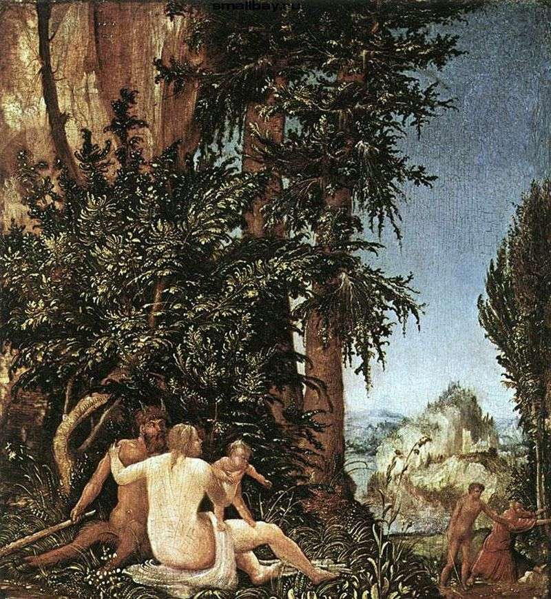 Landscape with the family of the satyr by Albrecht Altdorfer