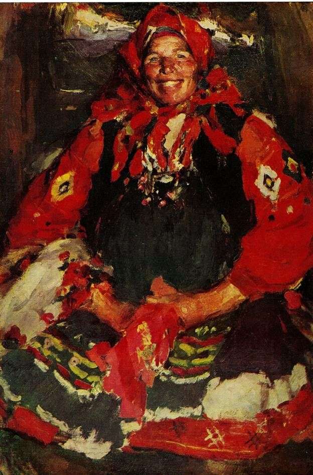 Peasant woman in a green apron by Abram Arkhipov