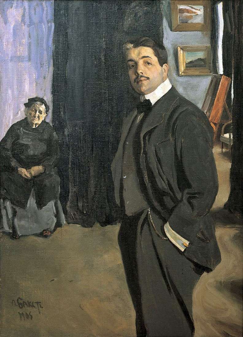 Diaghilevs portrait with a nanny by Leon Bakst