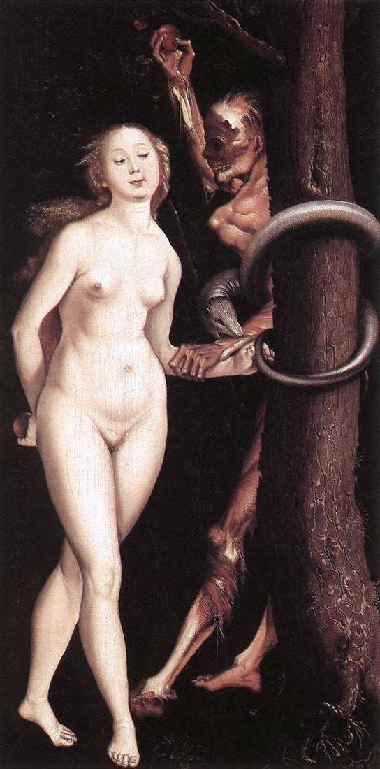 Eva, the snake and death by Hans Baldung