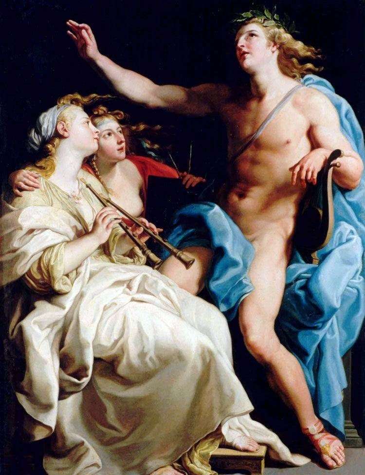 Apollo and two muse by Pompeo Batoni