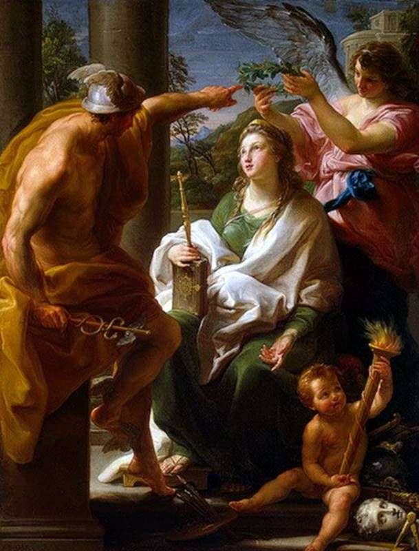 Mercury, crowning Philosophy, Mother of the Arts by Pompeo Batoni