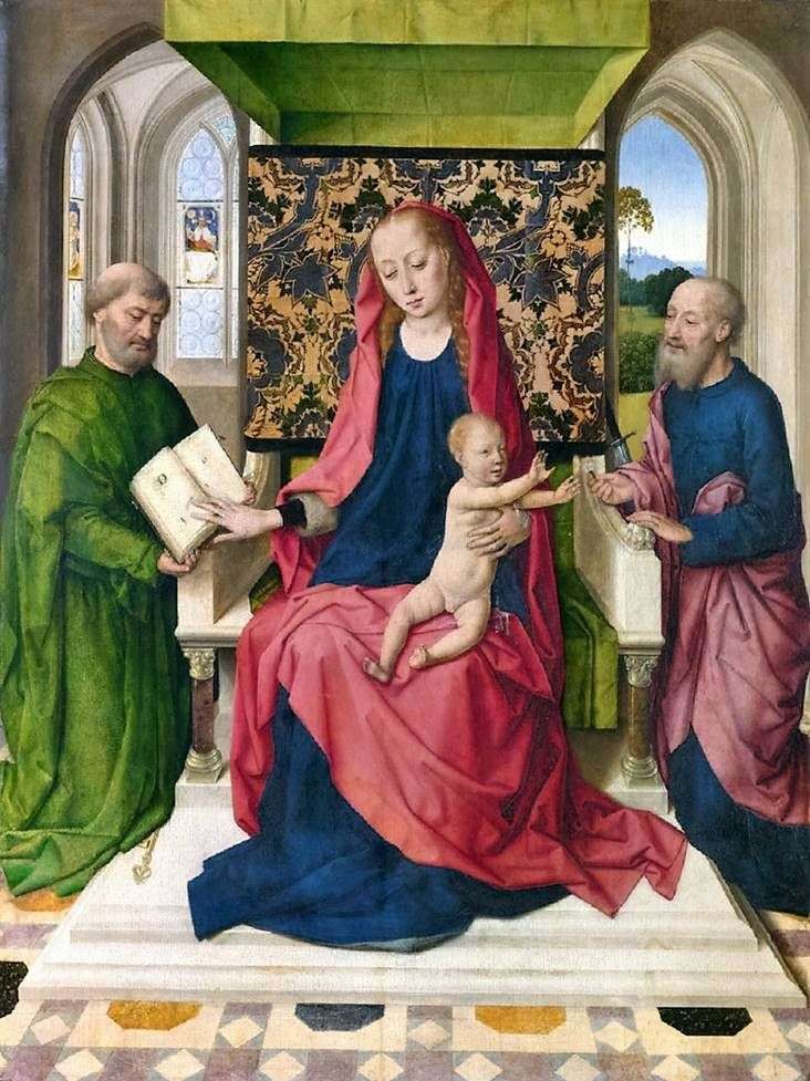 Madonna and Child on the Throne with Saints Peter and Paul by Dirk Bouts