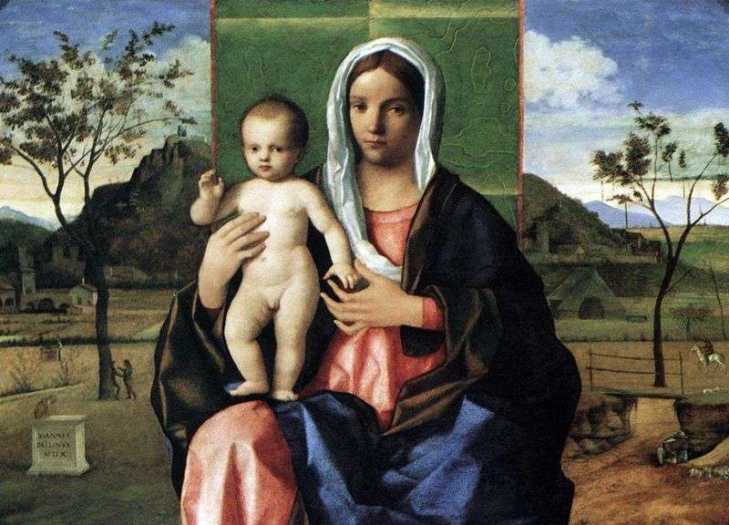 Madonna and baby with a blessing by Giovanni Bellini