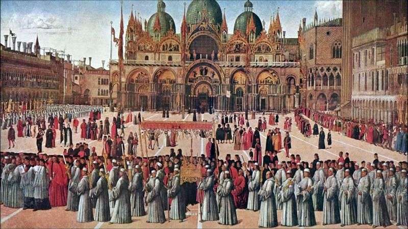 Procession on the Piazza San Marco by Gentile Bellini