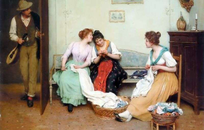 Friendly gossip by Eugene de Blaas