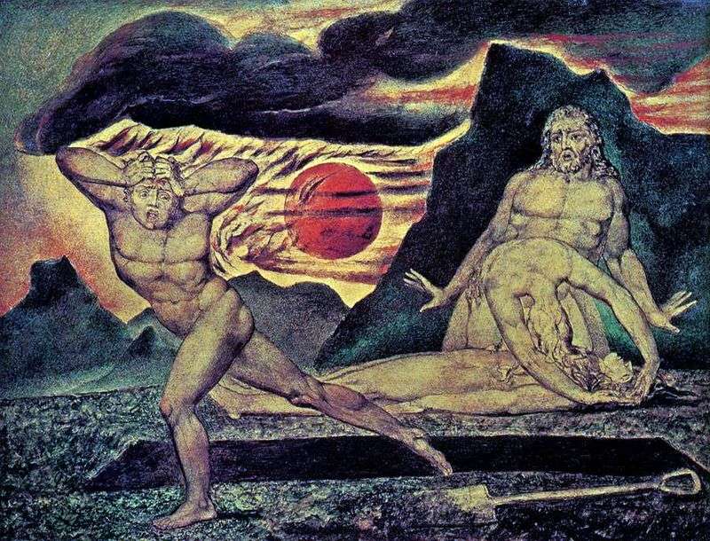 Adam and Eve find the body of Abel by William Blake