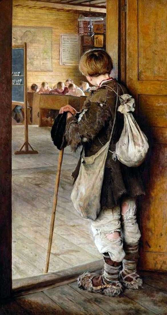 At the door of the school by Nikolay Bogdanov Belsky