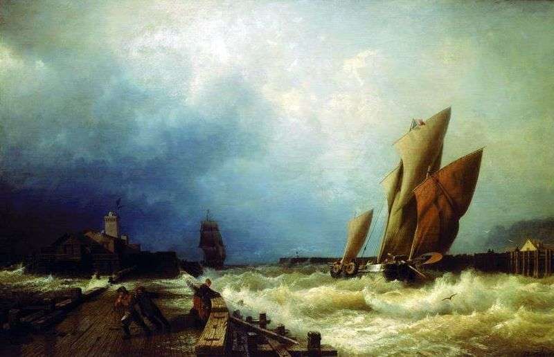 The entry of a fishing vessel into a storm in the harbor of Saint Valery in Ko Alexey Bogolyubov