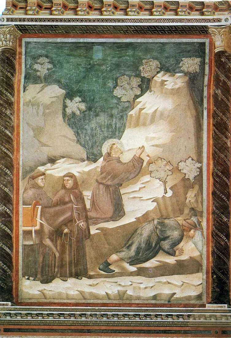 St. Francis exudes water from the rock by Giotto di Bondone