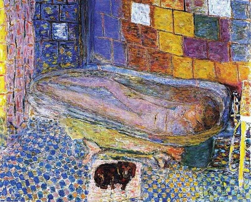 Lady with a dog in the bath by Pierre Bonnard