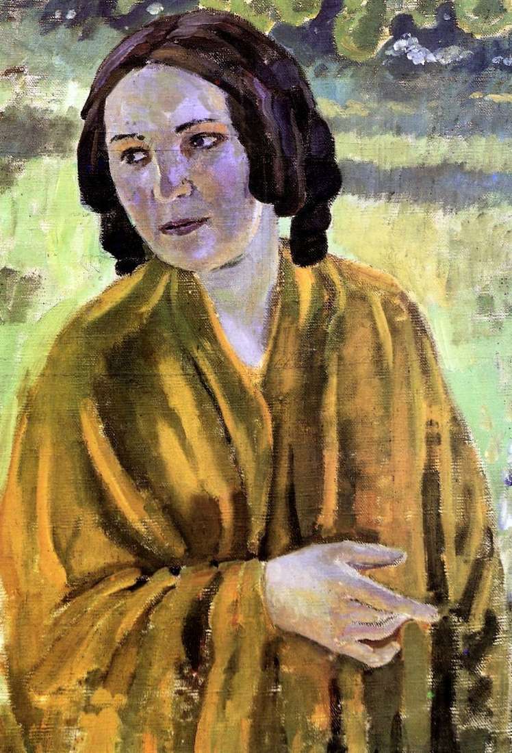 The girl in the yellow shawl by Victor Borisov Musatov