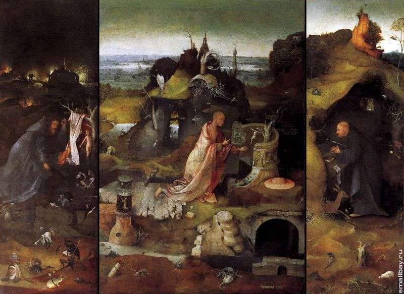 The holy hermits. Triptych by Hieronymus Bosch