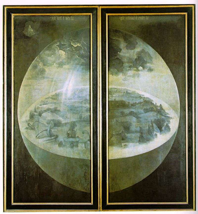 World creation. The outer leaves of the triptych Garden of earthly pleasures by Hieronymus Bosch