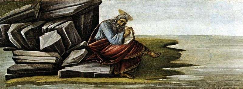 St. John the Evangelist, writing on the Pathos Book of Revelation by Sandro Botticelli