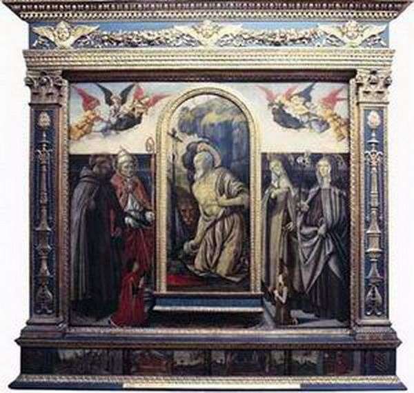 Penitent Sts. Hieronymus with saints and donators by Francesco Botticini