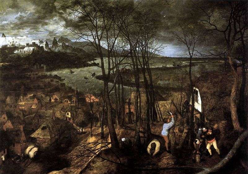 A gloomy day. Cycle of the Seasons by Peter Brueghel