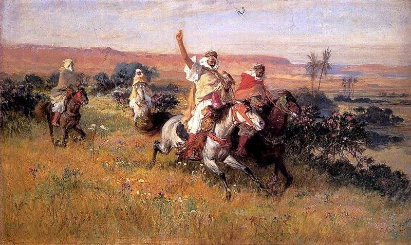 Hunting with a falcon by Frederic Arthur Bridgman