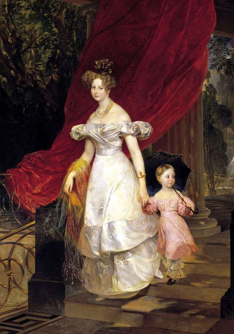 Portrait of Vel. Book. Elena Pavlovna with her daughter by Karl Bryullov