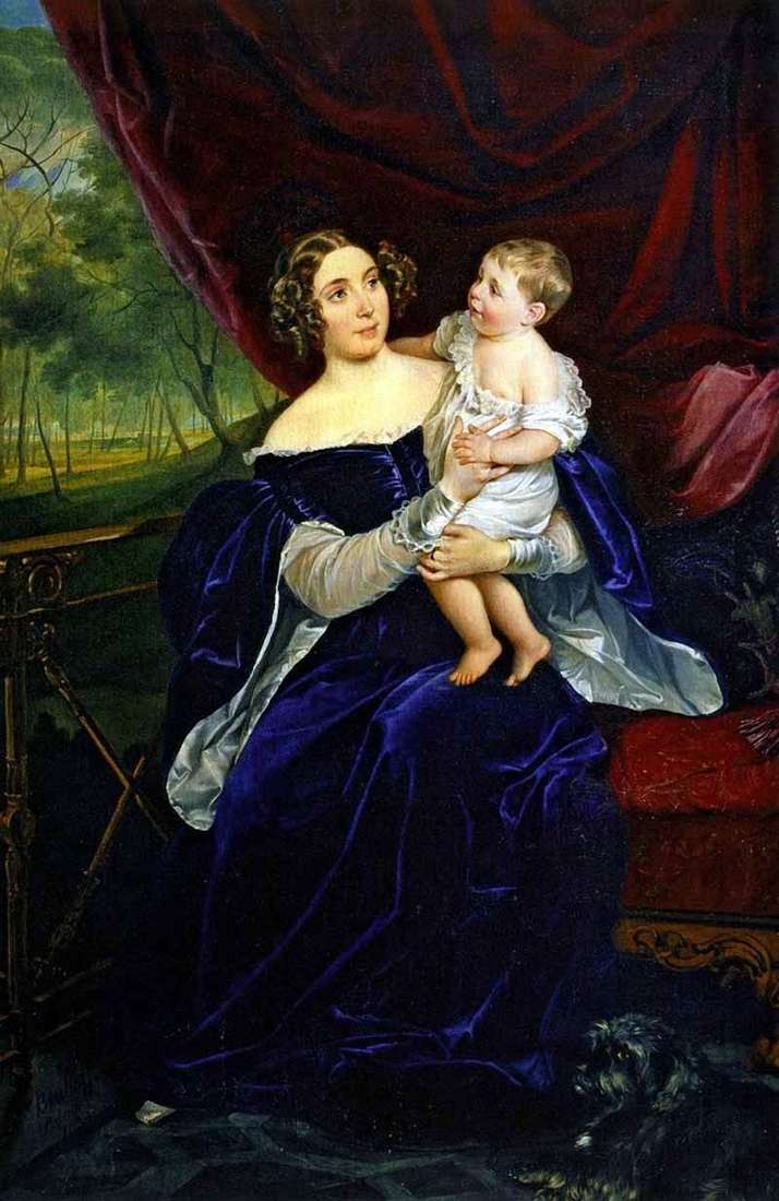 Portrait of OI Orlova Davydova with her daughter by Karl Bryullov