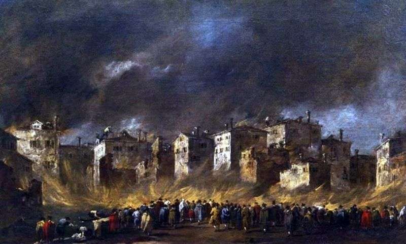 The fire in the quarter of San Marquola by Francesco Guardi