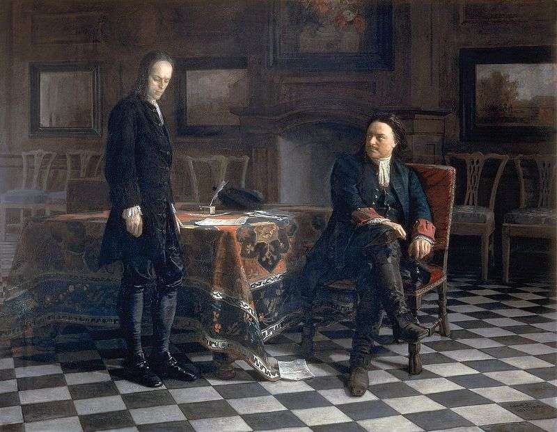 Peter I interrogates Tsarevich Alexei in Peterhof by Nikolay Ge