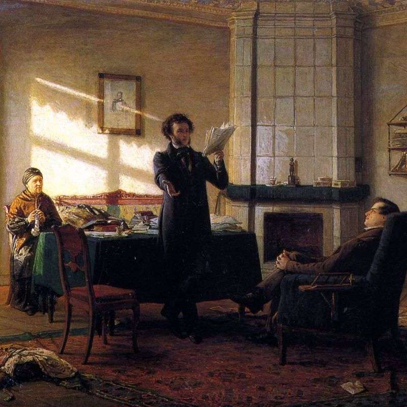 Pushchin visiting Pushkin in Mikhailovsky by Nikolay Ge