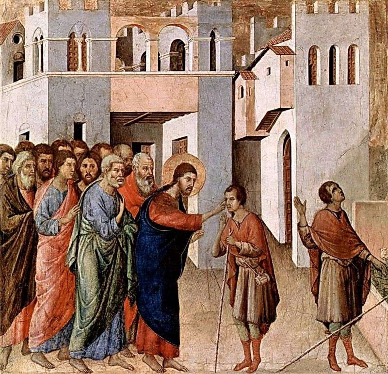 Maesta. The Healing of the Blind by Duccio di Buoninsegna