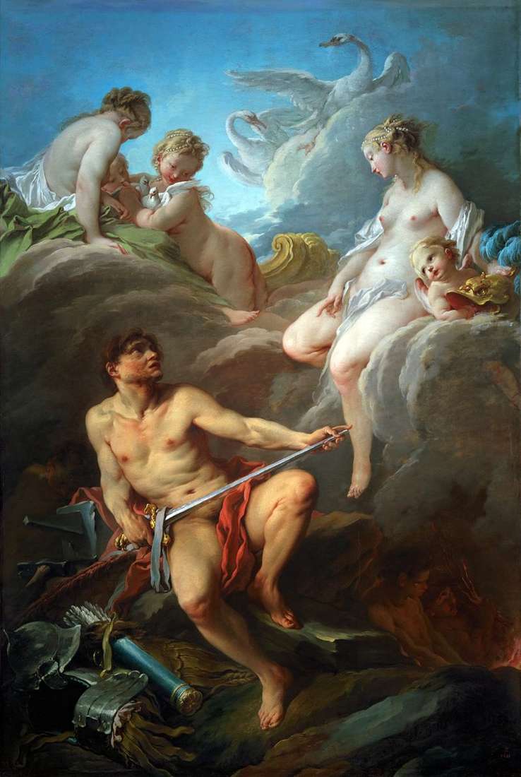 Venus and the Volcano with weapons for Aeneas by Francois Boucher