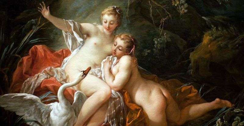 Leda and Zeus in the image of a swan by Francois Boucher