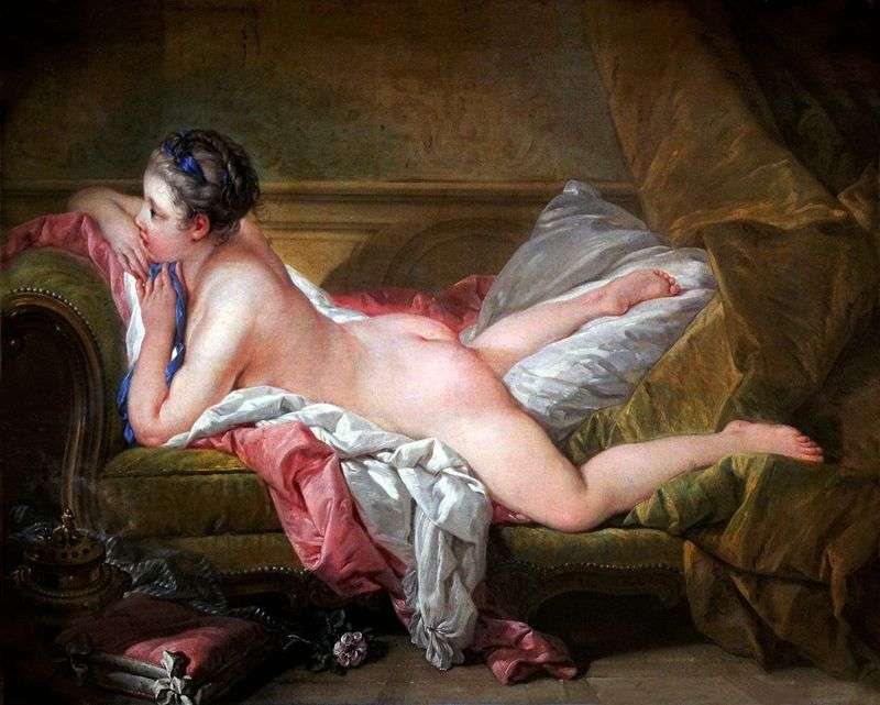 Portrait of Mademoiselle Louise OMurphy (Lying Girl) by Francois Boucher