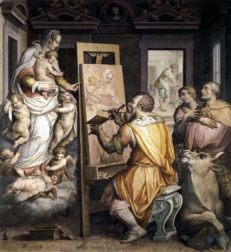 Saint Luke paints a portrait of the Virgin by Giorgio Vasari