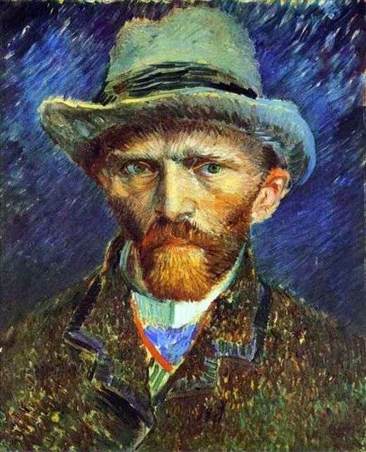 Self portrait in a gray hat by Vincent Van Gogh