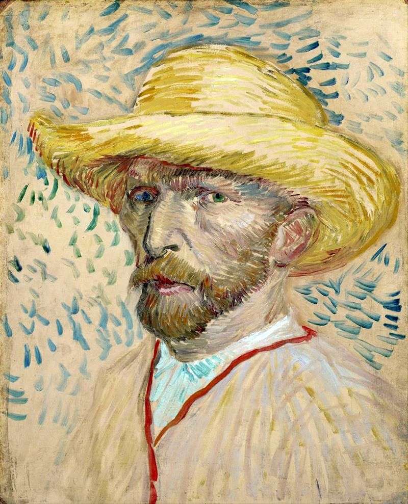 Self Portrait in a Straw Hat II by Vincent Van Gogh