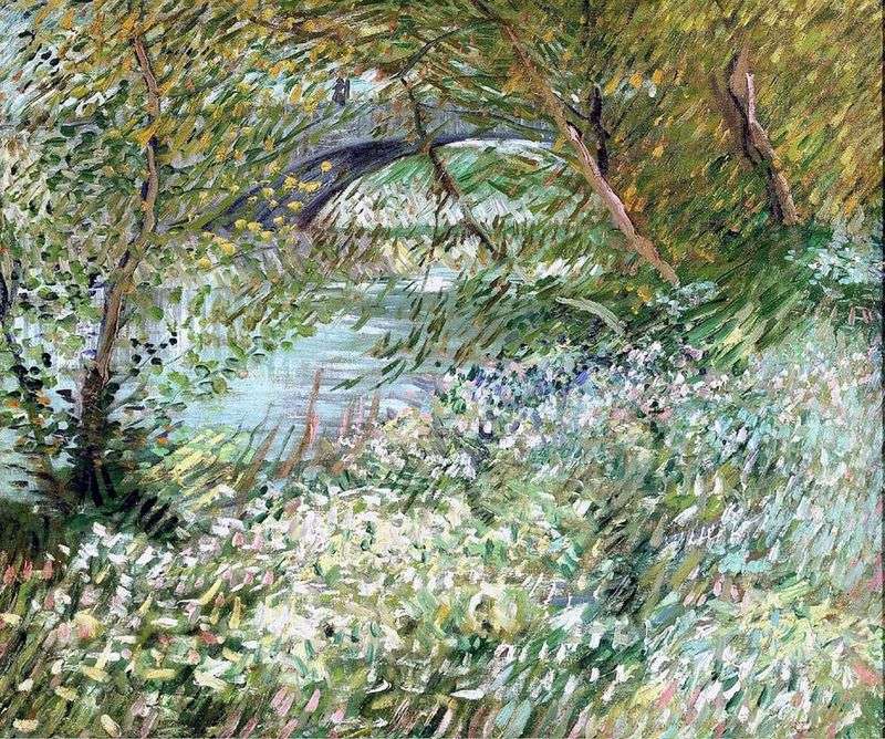 Seine Coast in Pont de Clichy in spring by Vincent Van Gogh