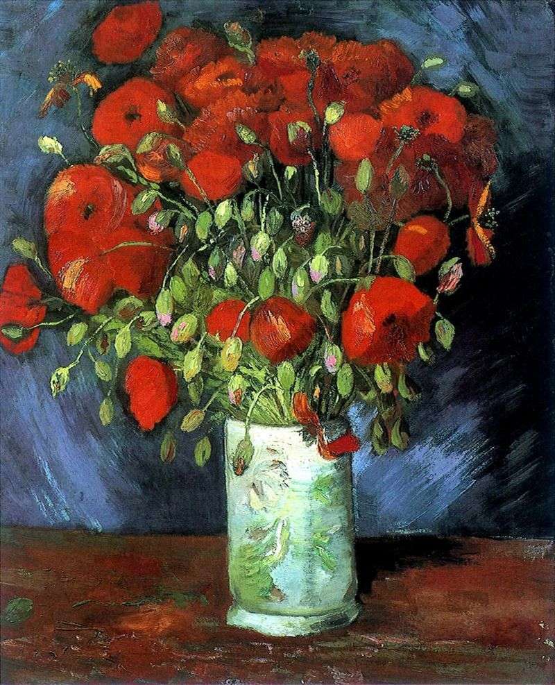 Vase with red poppies by Vincent Van Gogh