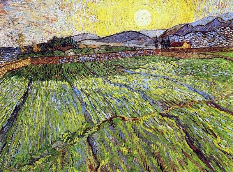 Plowed field with the rising sun by Vincent Van Gogh