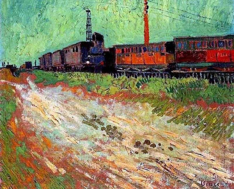 Railway cars by Vincent Van Gogh