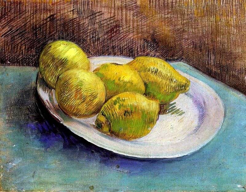 Still life with lemons on a plate by Vincent Van Gogh