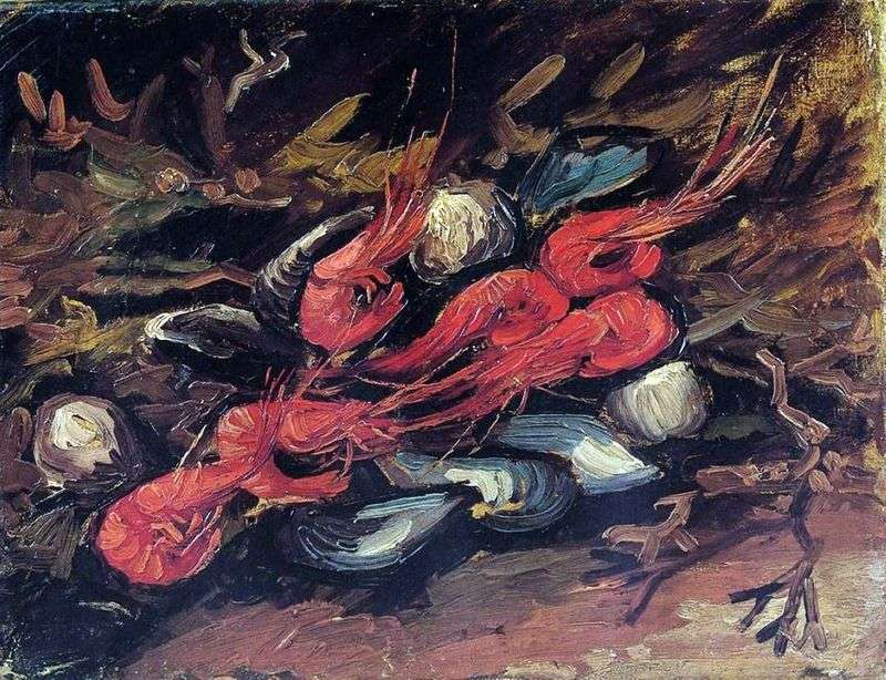 Still life with mussels and shrimps by Vincent Van Gogh