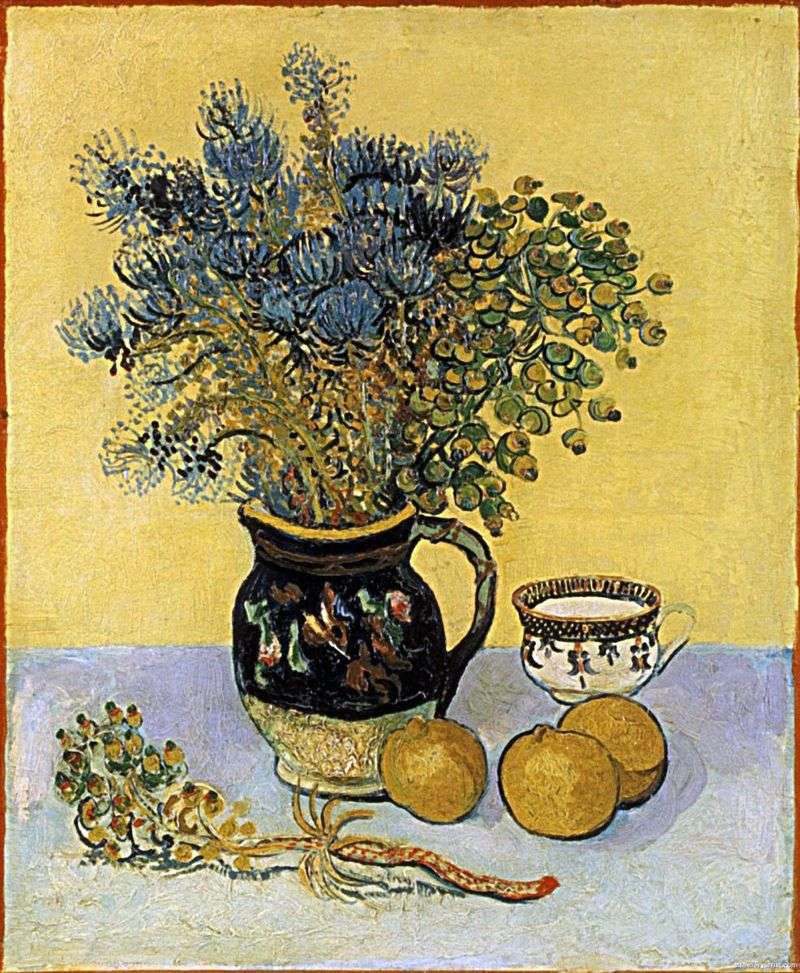 Still Life: Majolica style jug with wildflowers by Vincent Van Gogh