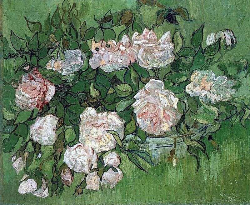 Still life: pink roses by Vincent Van Gogh